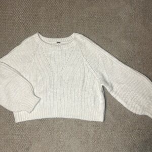 free people - cream cropped jumper - size small